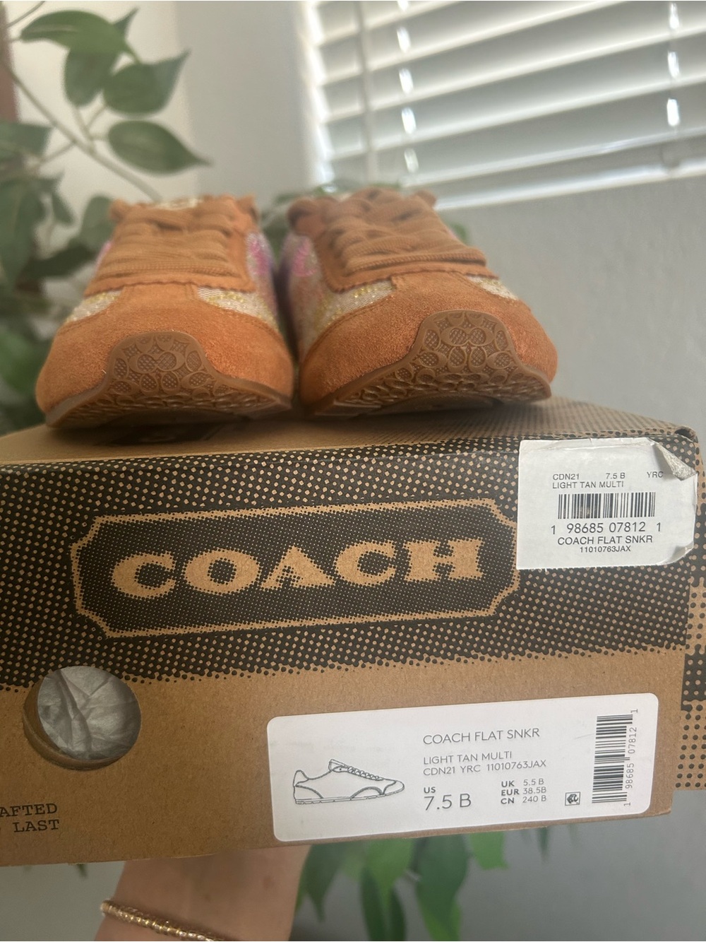 Coach Women's Tan Suede & Multicolor Signature Sneaker - Picture 6 of 6